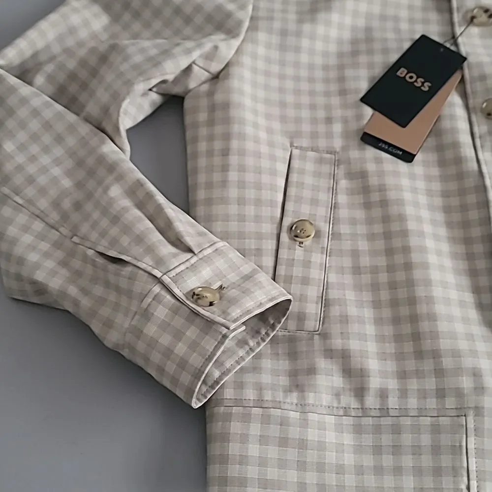 Hugo Boss Heston Checked Water Repellent Men's Jacket Light Beige 40R
